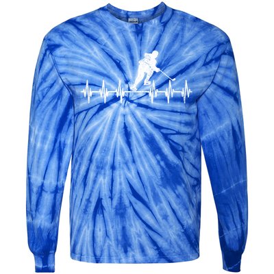 Funny Ekg Hockey Game Graphic Ice Hockey Heartbeat Meaningful Gift Tie-Dye Long Sleeve Shirt