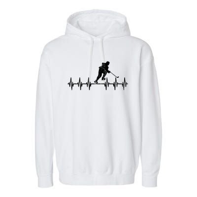 Funny Ekg Hockey Game Graphic Ice Hockey Heartbeat Meaningful Gift Garment-Dyed Fleece Hoodie