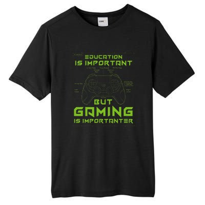 Funny Education Is Important But Gaming Is Importanter Tall Fusion ChromaSoft Performance T-Shirt