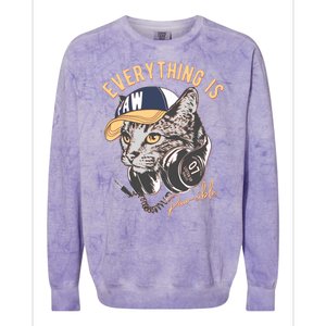 Funny Everything Is Pawsible Hiphop Cat Colorblast Crewneck Sweatshirt