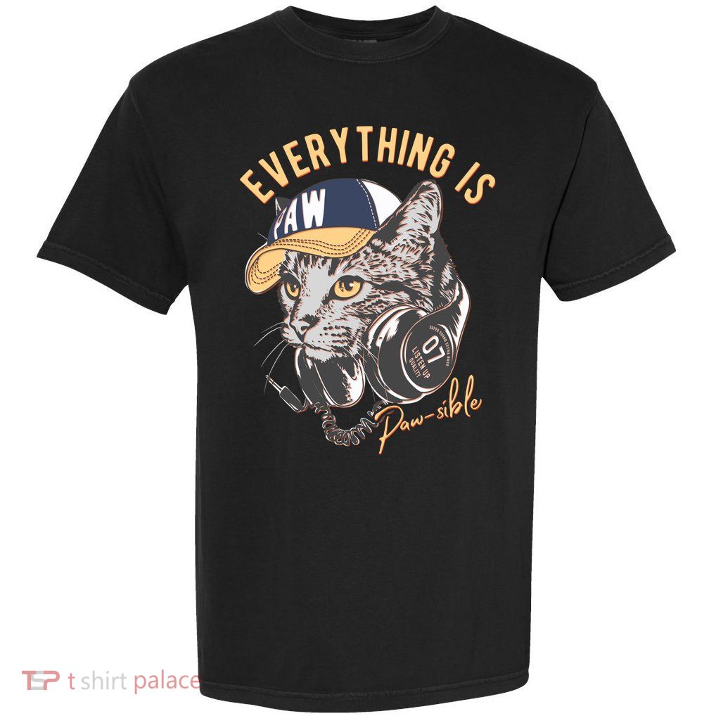 Funny Everything Is Pawsible Hiphop Cat Garment-Dyed Heavyweight T-Shirt