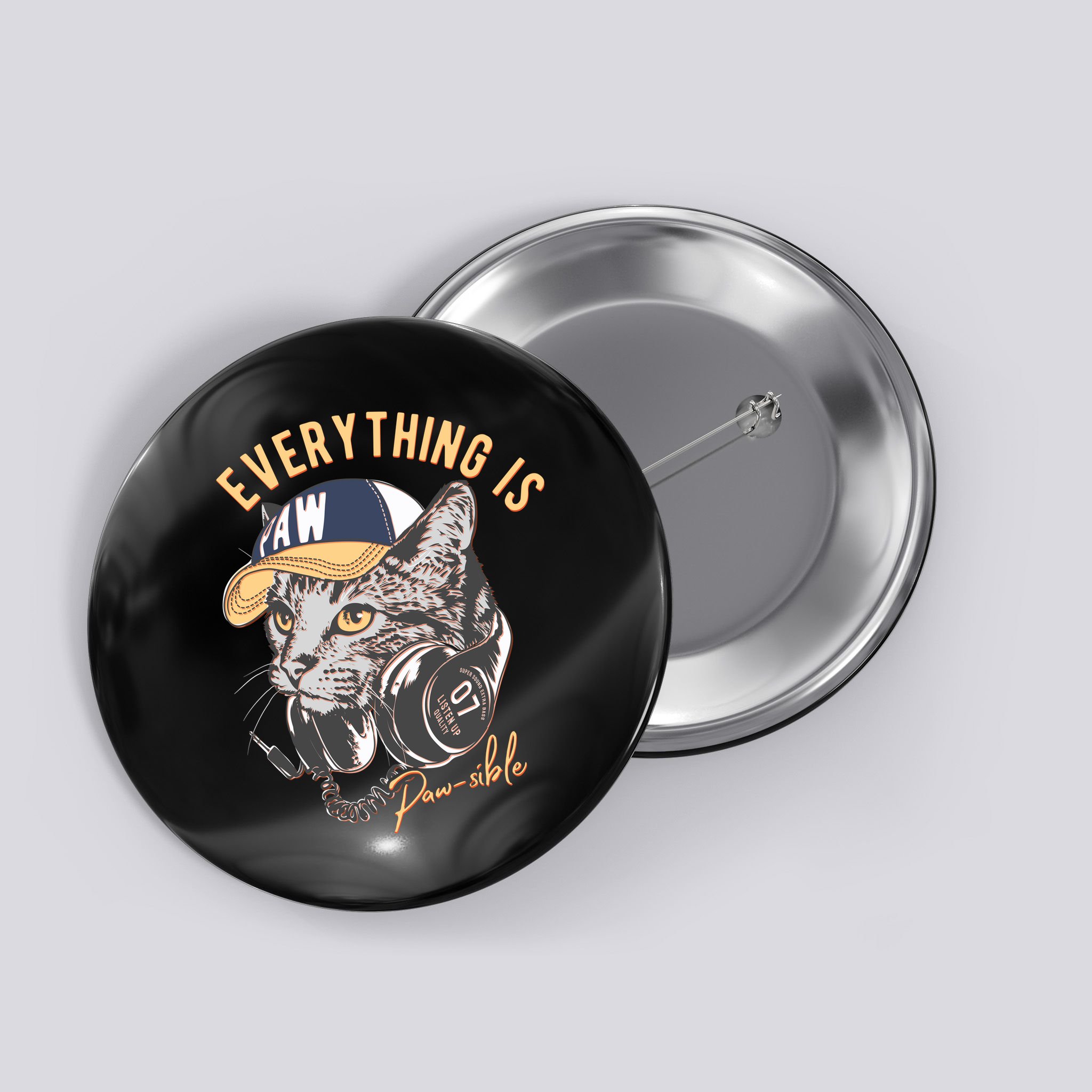 Funny Everything Is Pawsible Hiphop Cat Button