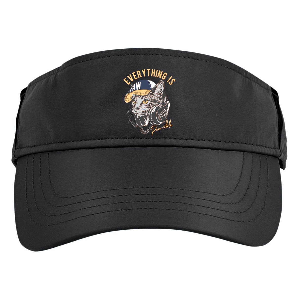 Funny Everything Is Pawsible Hiphop Cat Adult Drive Performance Visor