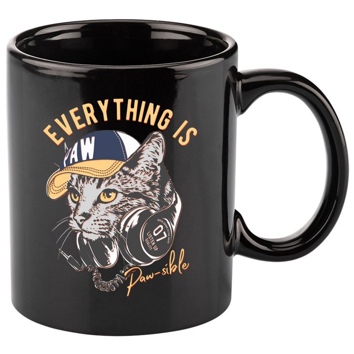 Funny Everything Is Pawsible Hiphop Cat 11oz C Handle Ceramic Mug