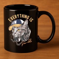 Funny Everything Is Pawsible Hiphop Cat 11oz C Handle Ceramic Mug