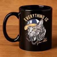Funny Everything Is Pawsible Hiphop Cat 11oz C Handle Ceramic Mug