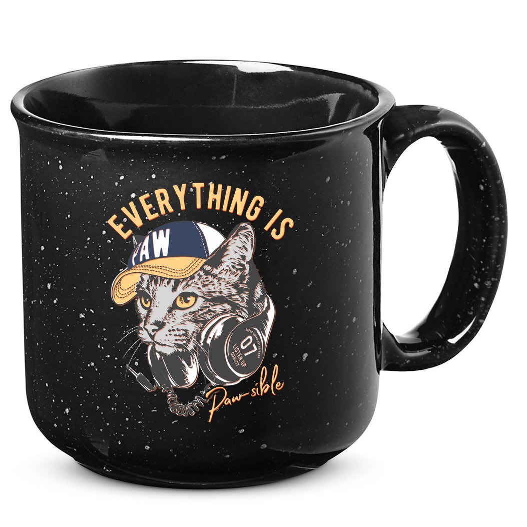 Funny Everything Is Pawsible Hiphop Cat 15oz Campfire Ceramic Mug