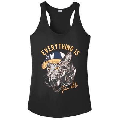 Funny Everything Is Pawsible Hiphop Cat Ladies PosiCharge Competitor Racerback Tank