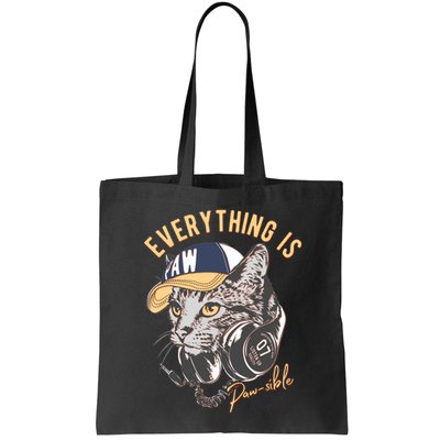 Funny Everything Is Pawsible Hiphop Cat Bag