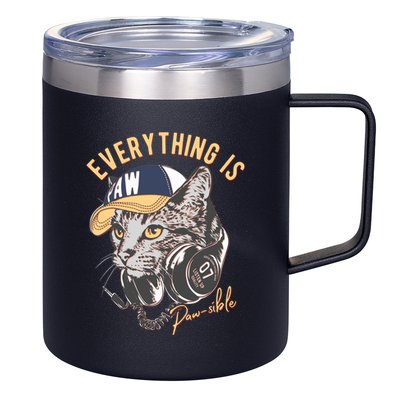 Funny Everything Is Pawsible Hiphop Cat 12oz Stainless Steel Coffee Mug