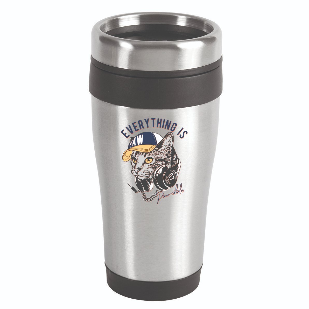 Funny Everything Is Pawsible Hiphop Cat 16oz Travel Tumbler