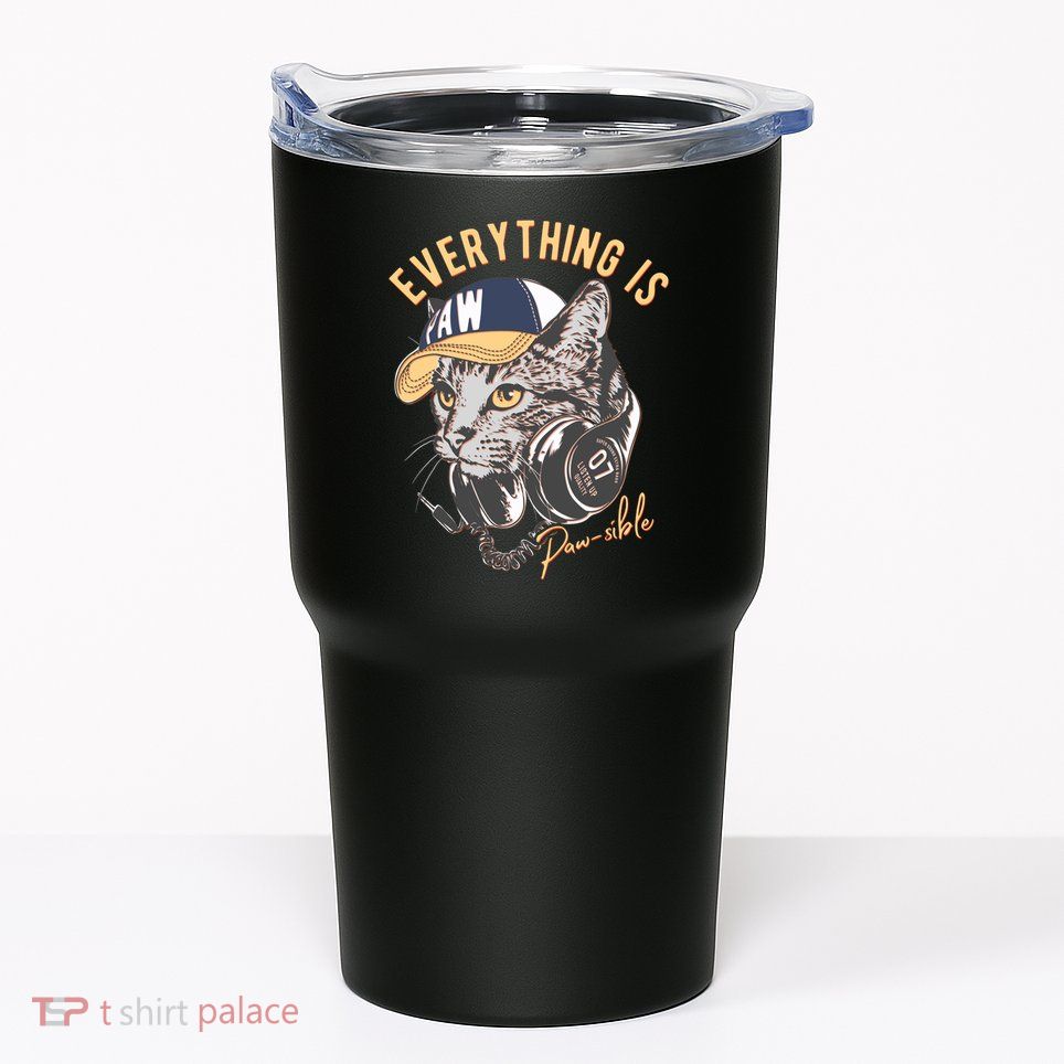 Funny Everything Is Pawsible Hiphop Cat Tumbler