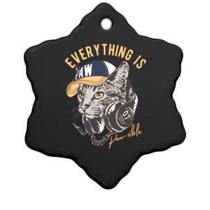 Funny Everything Is Pawsible Hiphop Cat Ceramic Star Ornament