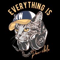 Funny Everything Is Pawsible Hiphop Cat Tie-Dye T-Shirt