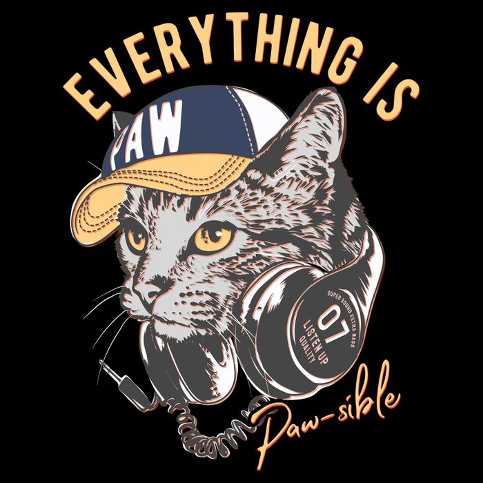 Funny Everything Is Pawsible Hiphop Cat Tie-Dye T-Shirt