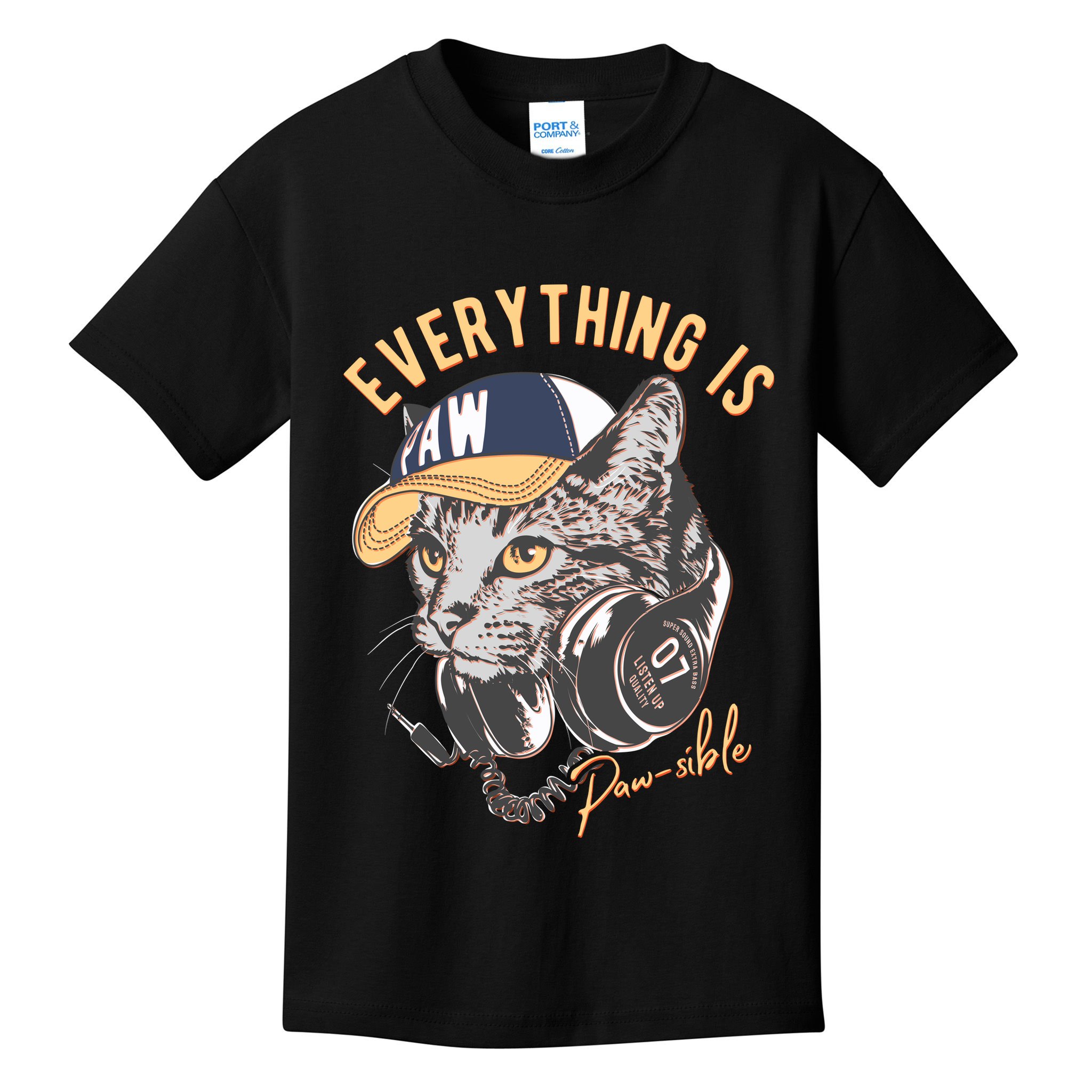 Funny Everything Is Pawsible Hiphop Cat Kids T-Shirt