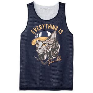 Funny Everything Is Pawsible Hiphop Cat Mesh Reversible Basketball Jersey Tank