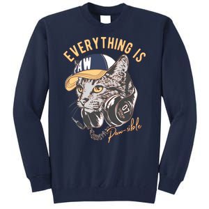 Funny Everything Is Pawsible Hiphop Cat Tall Sweatshirt