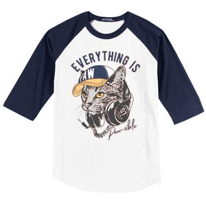 Funny Everything Is Pawsible Hiphop Cat Baseball Sleeve Shirt