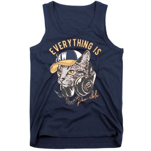 Funny Everything Is Pawsible Hiphop Cat Tank Top