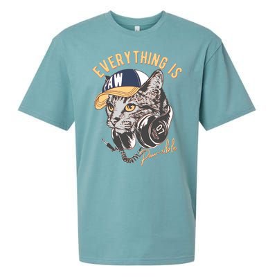 Funny Everything Is Pawsible Hiphop Cat Sueded Cloud Jersey T-Shirt