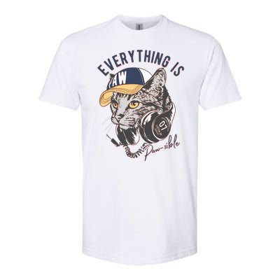 Funny Everything Is Pawsible Hiphop Cat Softstyle® CVC T-Shirt