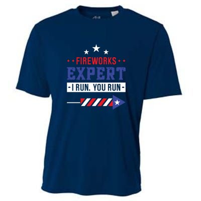 Fireworks Expert If I Run You Run Funny 4th Of July Gift Cooling Performance Crew T-Shirt