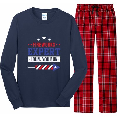 Fireworks Expert If I Run You Run Funny 4th Of July Gift Long Sleeve Pajama Set