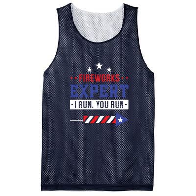 Fireworks Expert If I Run You Run Funny 4th Of July Gift Mesh Reversible Basketball Jersey Tank