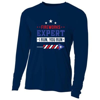 Fireworks Expert If I Run You Run Funny 4th Of July Gift Cooling Performance Long Sleeve Crew