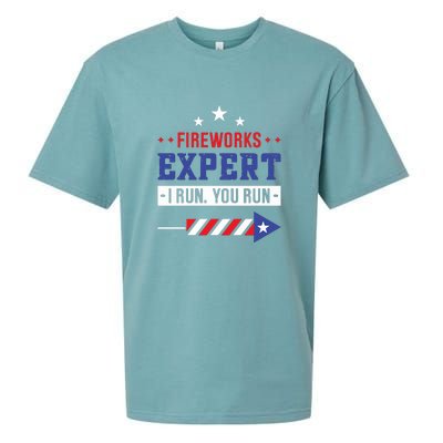 Fireworks Expert If I Run You Run Funny 4th Of July Gift Sueded Cloud Jersey T-Shirt