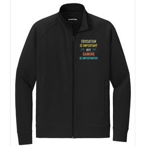 Funny Education Is Important But Gaming Is Importanter Gamer Stretch Full-Zip Cadet Jacket