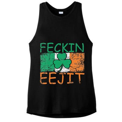 Feckin Eejit Ireland Irish Slang flag St Patricks Day Ladies PosiCharge Tri-Blend Wicking Tank