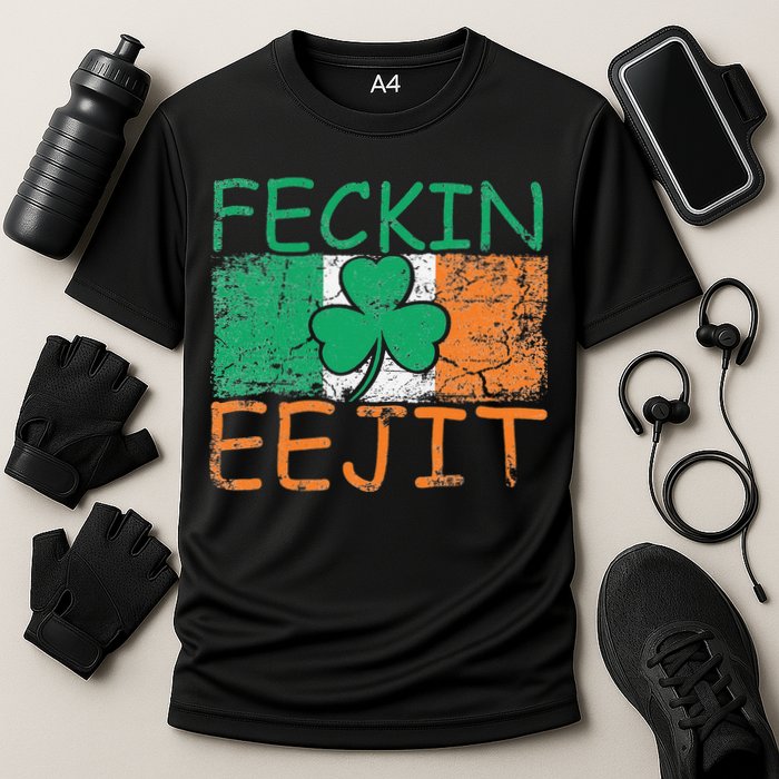 Feckin Eejit Ireland Irish Slang flag St Patricks Day Cooling Performance Crew T-Shirt