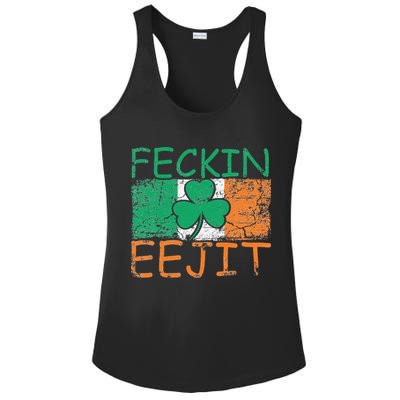 Feckin Eejit Ireland Irish Slang flag St Patricks Day Ladies PosiCharge Competitor Racerback Tank