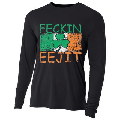 Feckin Eejit Ireland Irish Slang flag St Patricks Day Cooling Performance Long Sleeve Crew