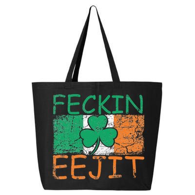 Feckin Eejit Ireland Irish Slang flag St Patricks Day 25L Jumbo Tote