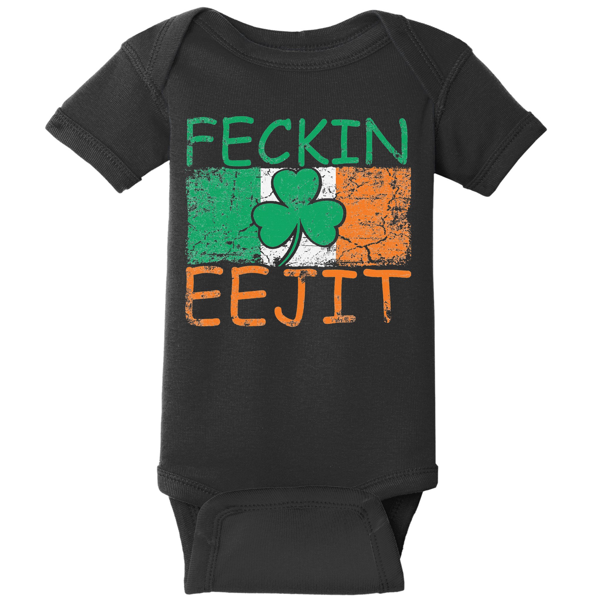 Feckin Eejit Ireland Irish Slang flag St Patricks Day Baby Bodysuit