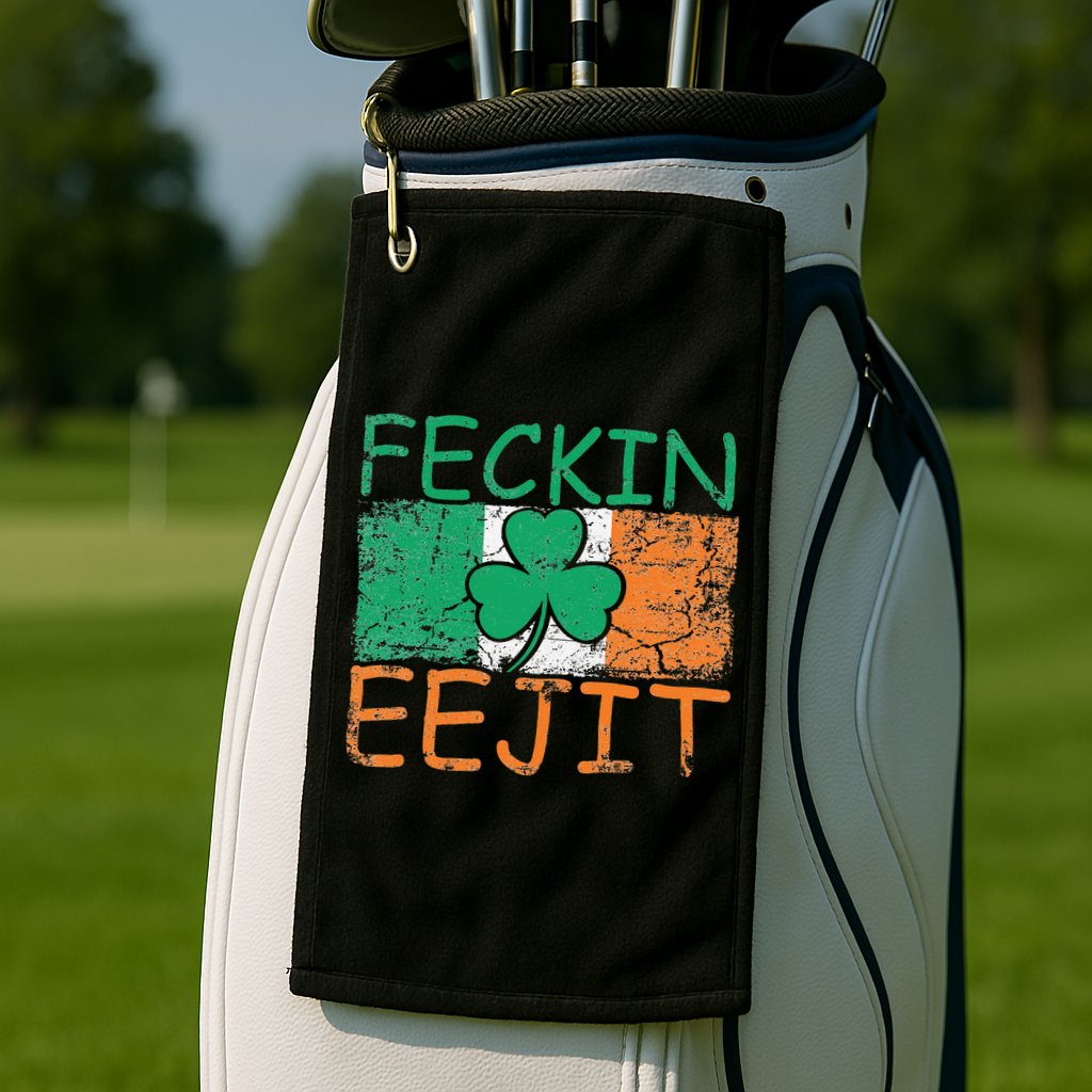 Feckin Eejit Ireland Irish Slang flag St Patricks Day Golf Towel