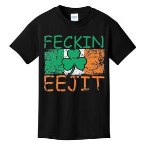 Feckin Eejit Ireland Irish Slang flag St Patricks Day Kids T-Shirt