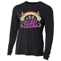 Funny Embarrassing Inappropriate Only Here To Sniff Chairs Cooling Performance Long Sleeve Crew