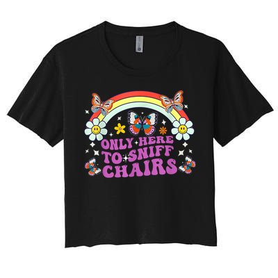 Funny Embarrassing Inappropriate Only Here To Sniff Chairs Crop Top