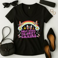 Funny Embarrassing Inappropriate Only Here To Sniff Chairs Women's V-Neck T-Shirt