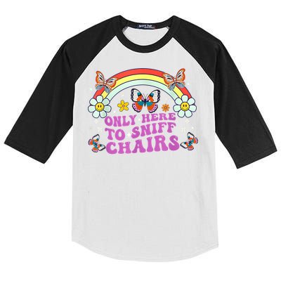 Funny Embarrassing Inappropriate Only Here To Sniff Chairs Kids Colorblock Raglan Jersey