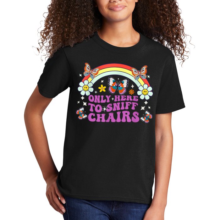 Funny Embarrassing Inappropriate Only Here To Sniff Chairs Kids T-Shirt
