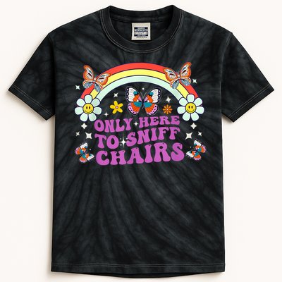 Funny Embarrassing Inappropriate Only Here To Sniff Chairs Kids Tie-Dye T-Shirt