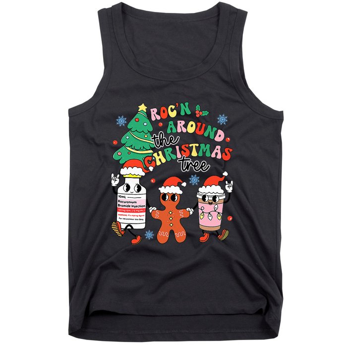 Funny ER ICU RN Nurse Xmas Roc'n Around The Christmas Tree  Tank Top