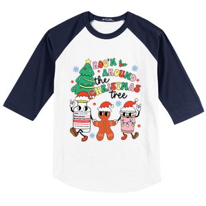 Funny ER ICU RN Nurse Xmas Roc'n Around The Christmas Tree  Baseball Sleeve Shirt