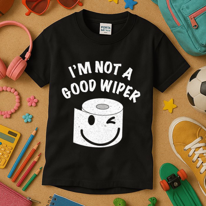 Funny Embarrassing IM Not A Good Wiper Humor Kids T-Shirt