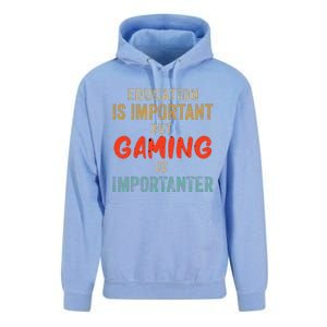 Funny Education Is Important But Gaming Is Importanter Gamer Unisex Surf Hoodie